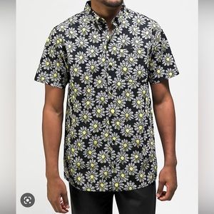 Vitriol Daisy Drip Black Short Sleeve Button Up Shirt